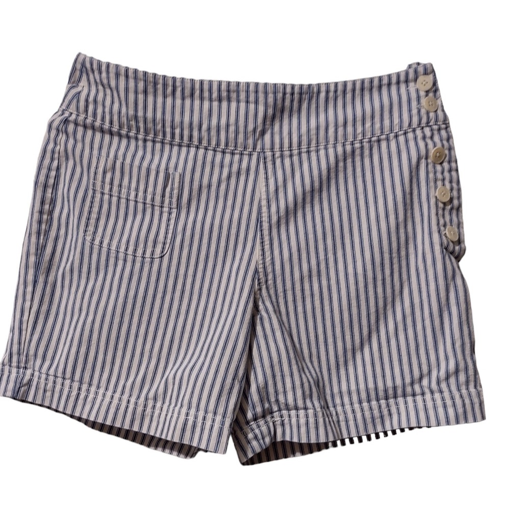 Lauren Jeans‎ Company Shorts Women's Size 6 Blue Striped 6" Inseam Side Button